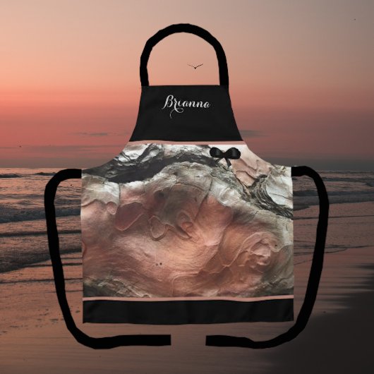 Elegant Monogrammed Mauve Silver Marged Apron Schort