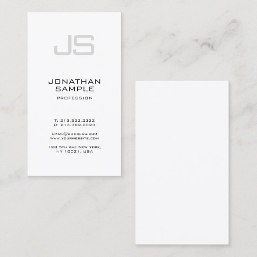 Elegant Monogrammed Minimalistic Modern Plain Visitekaartje (Voorkant / Achterkant)