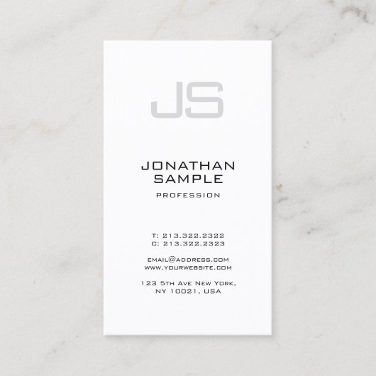 Elegant Monogrammed Minimalistic Modern Plain Visitekaartje (Voorkant)