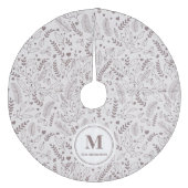 Elegant monogrammed mistletoe bruin fleece kerstboom rok (Voorkant)