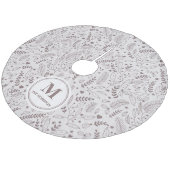 Elegant monogrammed mistletoe bruin fleece kerstboom rok (Gekanteld)