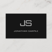 Elegant Monogrammed Modern Black White Plain Chic Visitekaartje (Voorkant)