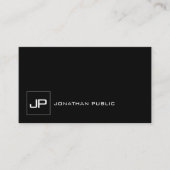 Elegant Monogrammed Modern Black White Plain Visitekaartje (Voorkant)