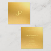 Elegant Monogrammed Modern Gold Sjabloon Luxury Vierkante Visitekaartje (Voorkant / Achterkant)