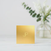 Elegant Monogrammed Modern Gold Sjabloon Luxury Vierkante Visitekaartje (Staand voorkant)