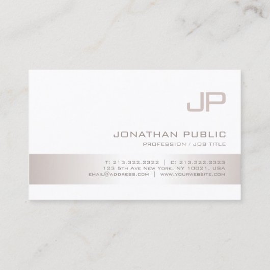 Elegant Monogrammed Modern Plain Trendy Luxury Visitekaartje (Achterkant)