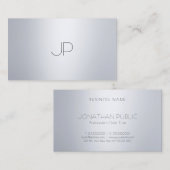Elegant Monogrammed Modern Silver Sjabloon Visitekaartje (Voorkant / Achterkant)