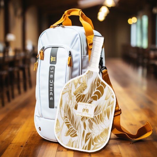 Elegant Monogrammed Monstera verguld goud Pickleball Paddle