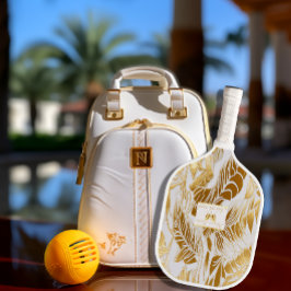 Elegant Monogrammed Monstera verguld goud Pickleball Paddle