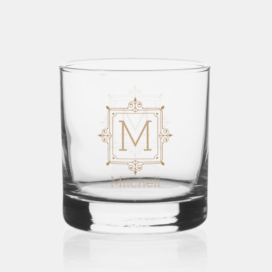 Elegant Monogrammed Name Personalized Whisky Glas (Voorkant)