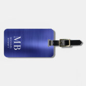 Elegant Monogrammed Navy Blue Bagagelabel (Voorkant horizontaal)