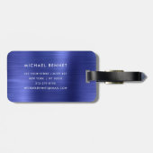 Elegant Monogrammed Navy Blue Metal Bagagelabel (Achterkant horizontaal)