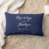 Elegant Monogrammed Navy Blue Wedding Kussens (Deken)