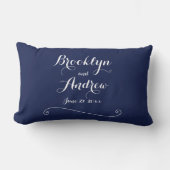 Elegant Monogrammed Navy Blue Wedding Kussens (Voorkant)