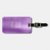 Elegant Monogrammed Paars geborsteld metaal Bagagelabel (Voorkant horizontaal)