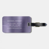 Elegant Monogrammed Paars geborsteld metaal Bagagelabel (Achterkant horizontaal)
