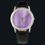 Elegant Monogrammed Paars geborsteld metaal Horloge<br><div class="desc">Gepersonaliseerde Elegant Monogrammed Paars geborsteld Metallic Watch.</div>