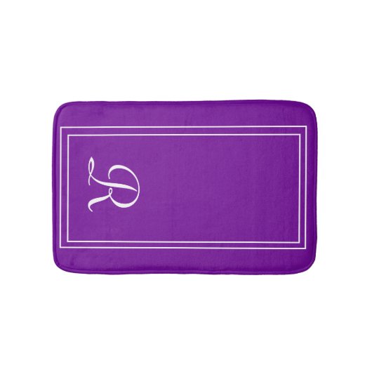 Elegant Monogrammed Paars Personalized Badmat (Voorkant)