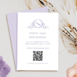 Elegant Monogrammed Paarse QR-Code/RSVP Online Informatiekaartje