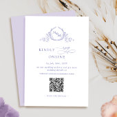 Elegant Monogrammed Paarse QR-Code/RSVP Online Informatiekaartje