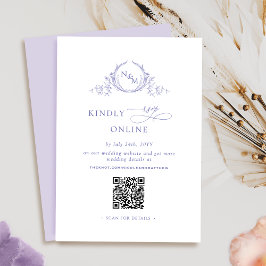 Elegant Monogrammed Paarse QR-Code/RSVP Online Informatiekaartje