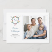 Elegant Monogrammed Pasfoto Feestdagenkaart (Voorkant)