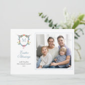 Elegant Monogrammed Pasfoto Feestdagenkaart (Staand voorkant)