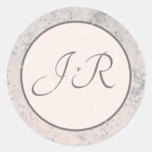 Elegant Monogrammed Peach and Grey