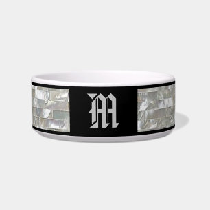Elegant Monogrammed Pearl Tegel Pet Voerbakje