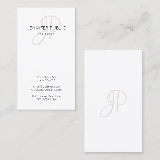 Elegant monogrammed Personalized Modern Design Visitekaartje (Voorkant / Achterkant)