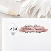 Elegant Monogrammed Roos Gouden Folie Hart Bruilof Etiket (Insitu)