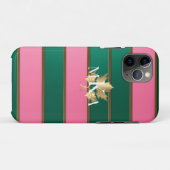 Elegant Monogrammed Roze en Groen Case-Mate iPhone Case (Achterkant (horizontaal))