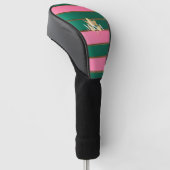 Elegant Monogrammed Roze en Groen Golfheadcover (Schuin)