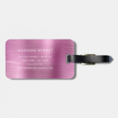 Elegant monogrammed Roze geborsteld metaal Bagagelabel (Achterkant horizontaal)