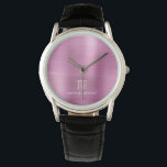 Elegant monogrammed Roze geborsteld metaal Horloge<br><div class="desc">Gepersonaliseerde Elegant Monogrammed Roze,  geborsteld Metallic Horloge.</div>