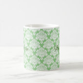 Elegant Monogrammed Sage Green & White Damask Koffiemok (Center)