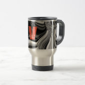 Elegant Monogrammed Silver Chrome Pattern Reisbeker (Voorkant rechts)