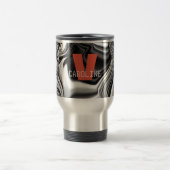 Elegant Monogrammed Silver Chrome Pattern Reisbeker (Center)