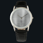 Elegant Monogrammed Silver Grey Borhed Metallic Horloge<br><div class="desc">Gepersonaliseerde Elegant Monogrammed Silver Grey Borhed Metallic Watch.</div>
