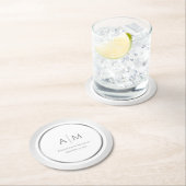 Elegant Monogrammed Silver Wedding Paper Onderzett Ronde Kartonnen Onderzetter (Insitu)