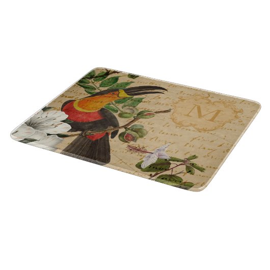 Elegant Monogrammed Toucan Snijplank (Hoek)