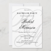 Elegant Monogrammed w / QR-code Bacherlor Party Kaart (Voorkant)