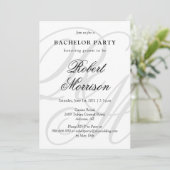 Elegant Monogrammed w / QR-code Bacherlor Party Kaart (Staand voorkant)
