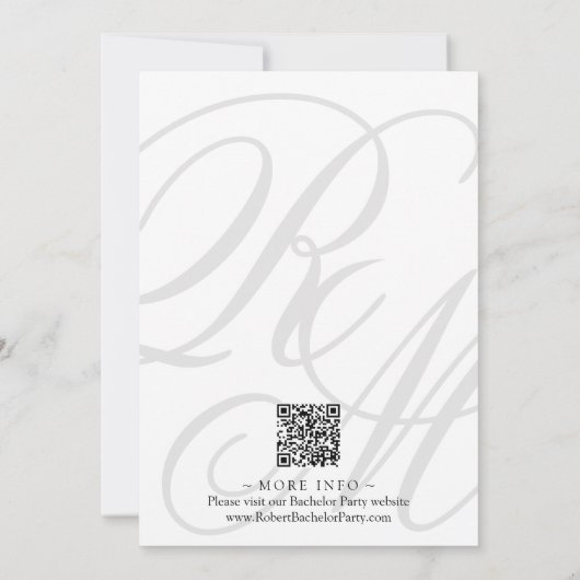 Elegant Monogrammed w / QR-code Bacherlor Party Kaart (Achterkant)