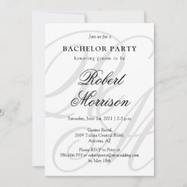 Elegant Monogrammed w / QR-code Bacherlor Party Kaart