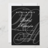 Elegant Monogrammed w / QR-code Bacherlor Party Kaart (Voorkant)