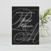 Elegant Monogrammed w / QR-code Bacherlor Party Kaart (Staand voorkant)