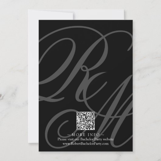 Elegant Monogrammed w / QR-code Bacherlor Party Kaart (Achterkant)