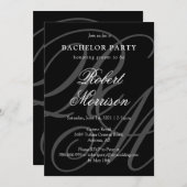 Elegant Monogrammed w / QR-code Bacherlor Party Kaart (Voorkant / Achterkant)