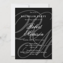 Elegant Monogrammed w / QR-code Bacherlor Party